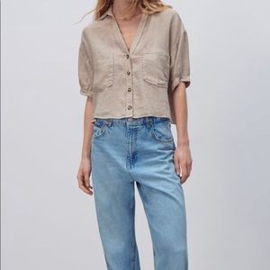 Zara Linen Button Up Shirt
